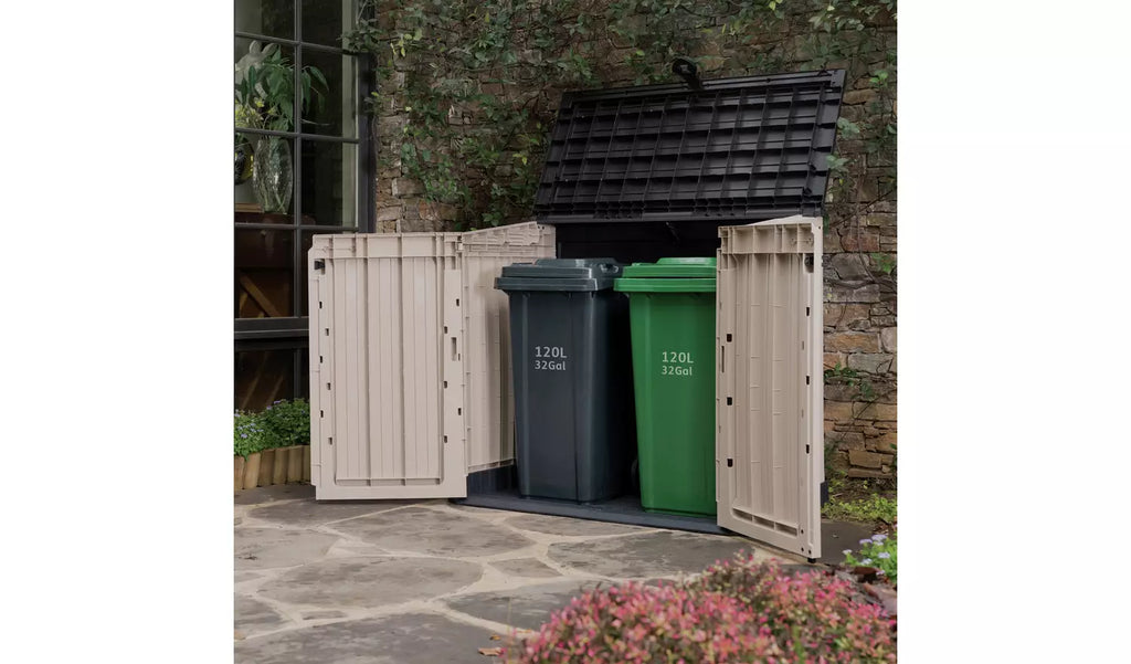 Keter Store It Out Midi Beige & brown Wood effect Plastic Garden storage box 880L