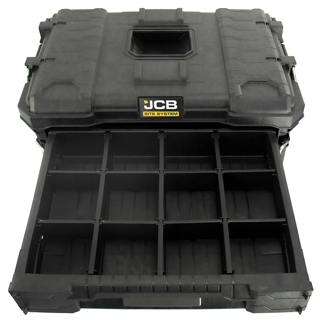 JCB Site System 5-Piece Tool Storage Set, Heavy-Duty Modular Toolboxes & Cart / Trolley JCB-SITESYS-ST-2